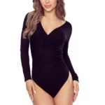 elegantiškas bodis ilgomis rankovėmis cortina juoda 1