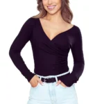 elegantiškas bodis ilgomis rankovėmis cortina juoda 1