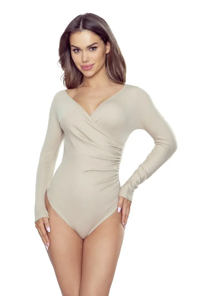 elegantiškas bodis ilgomis rankovėmis cortina juoda 1