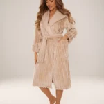 Šiltas moteriškas chalatas su gobtuvu „sutton midi“