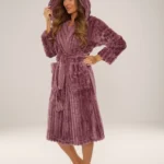 Šiltas moteriškas chalatas su gobtuvu „sutton midi“