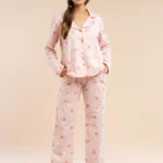 elegantiška moteriška pižama iš medvilnės „rose“