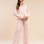 elegantiška moteriška pižama iš medvilnės „rose“