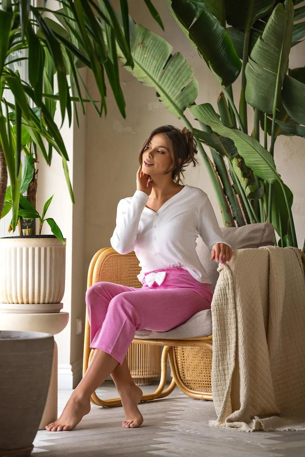 medvilninė moteriška pižama ilgomis rankovėmis „beauty dream“