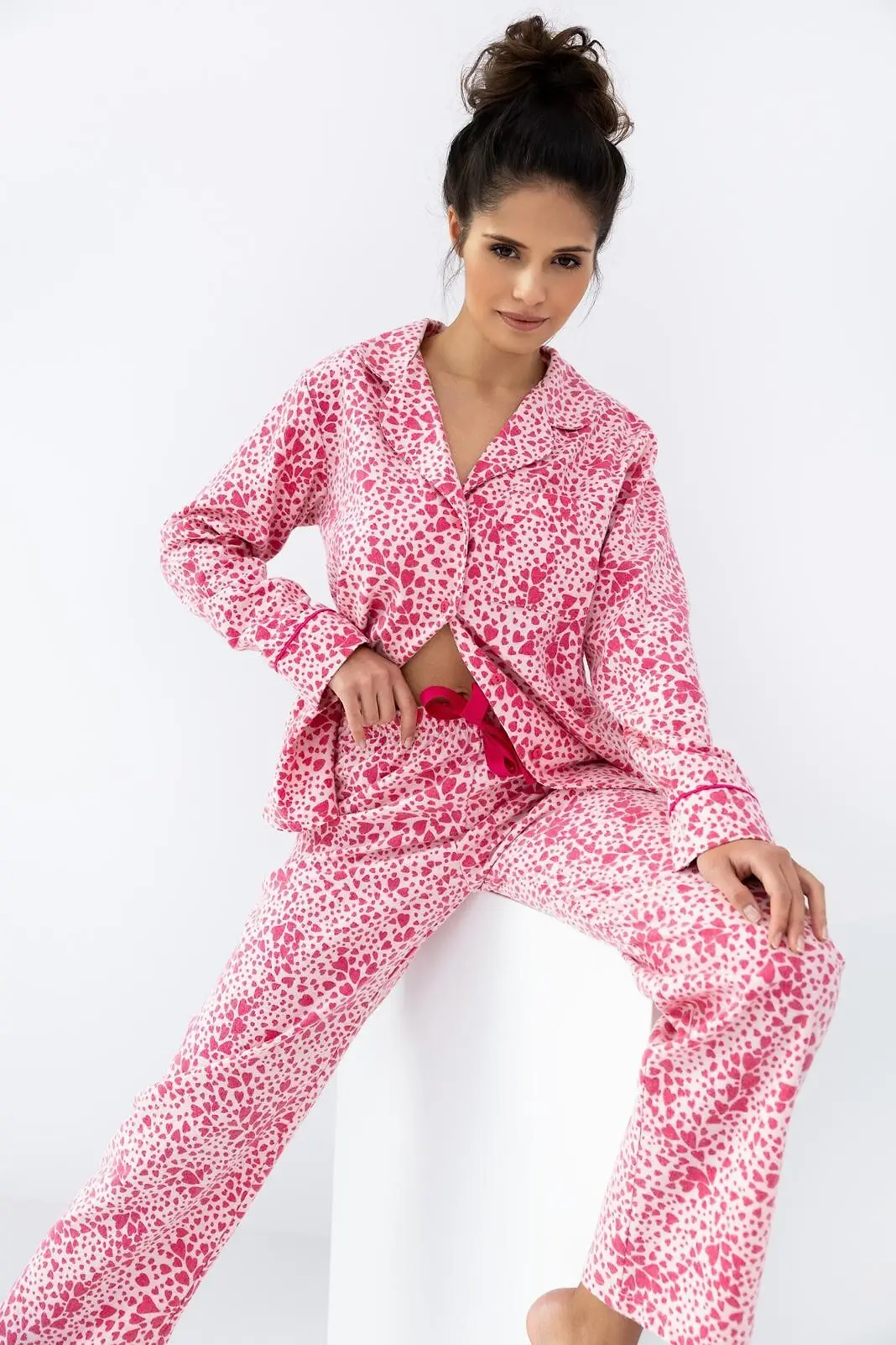moteriška flanelinė pižama ilgomis rankovėmis „giulia hearts“