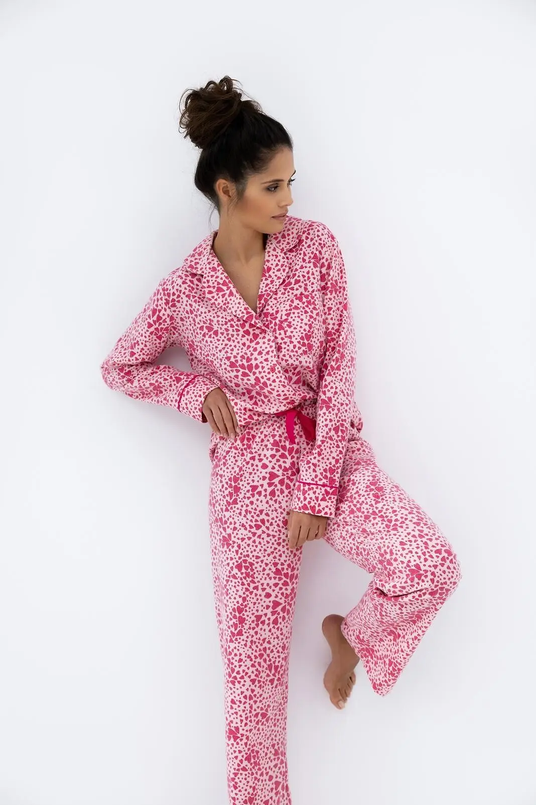 moteriška flanelinė pižama ilgomis rankovėmis „giulia hearts“