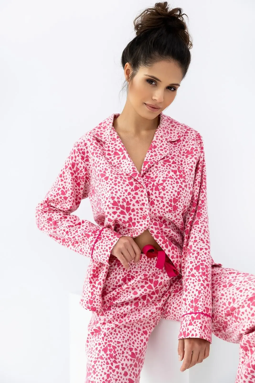 moteriška flanelinė pižama ilgomis rankovėmis „giulia hearts“