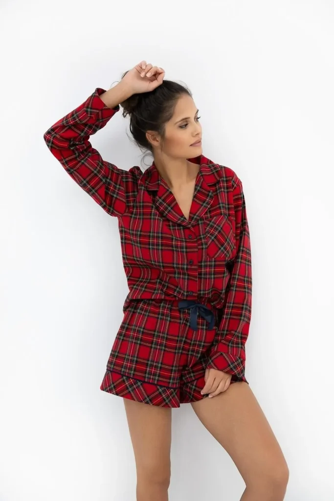 moteriška flanelinė pižama su šortais „cynthia“