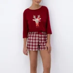 moteriška kalėdinė medvilninė pižama „elia“