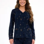 moteriška kalėdinė medvilninė pižama „gold“