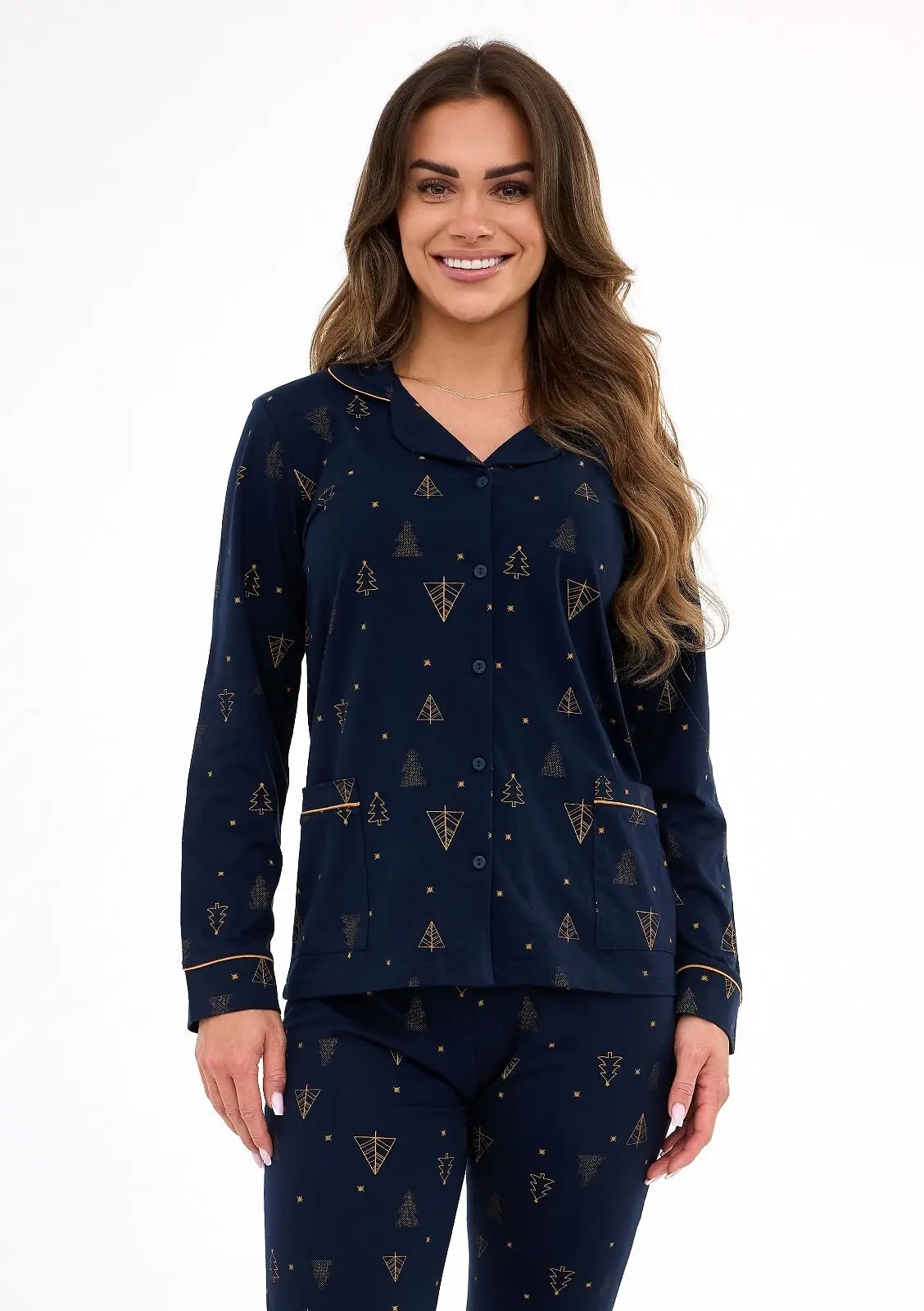 moteriška kalėdinė medvilninė pižama „gold“