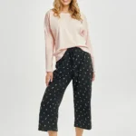 moteriška medvilninė pižama ilgomis rankovėmis „emma“