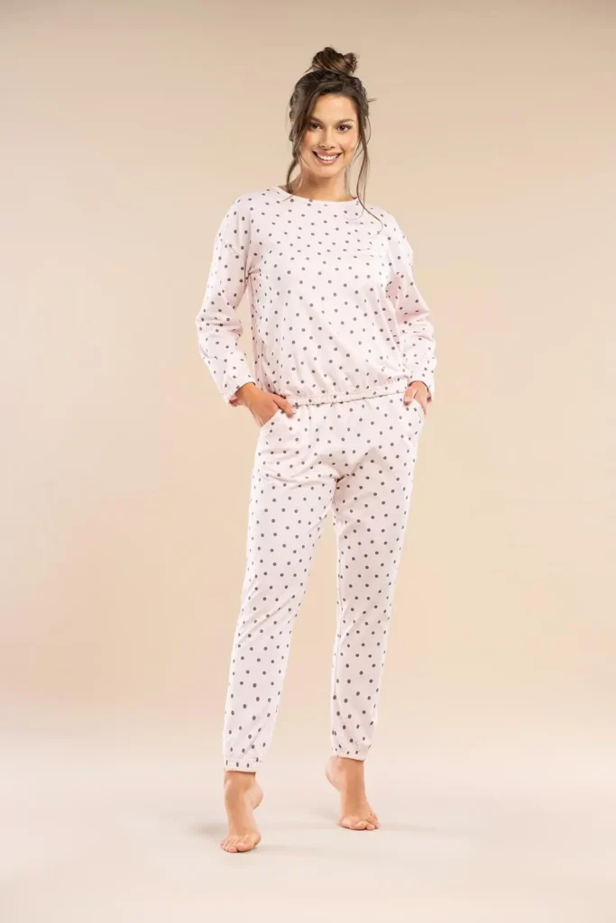 moteriška medvilninė pižama ilgomis rankovėmis „morning whisper“