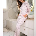 moteriška medvilninė pižama ilgomis rankovėmis „morning whisper“