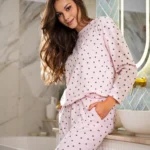 moteriška medvilninė pižama ilgomis rankovėmis „morning whisper“