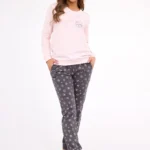 moteriška medvilninė pižama ilgomis rankovėmis „snow“