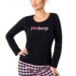 moteriška medvilninė pižama languotom kelnėm „sleep long“