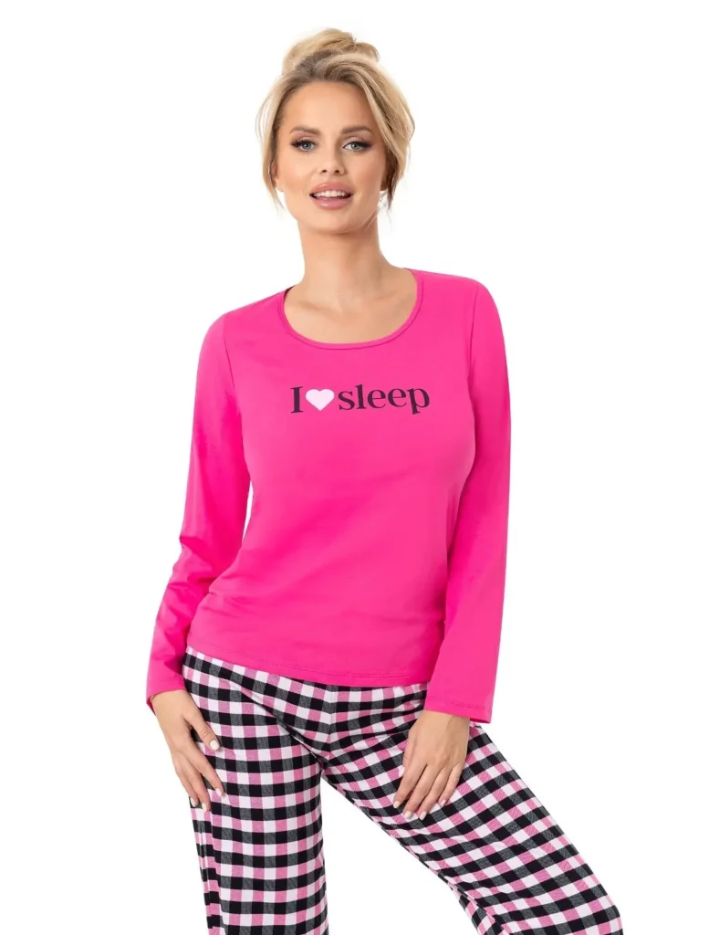 moteriška medvilninė pižama languotom kelnėm „sleep long“