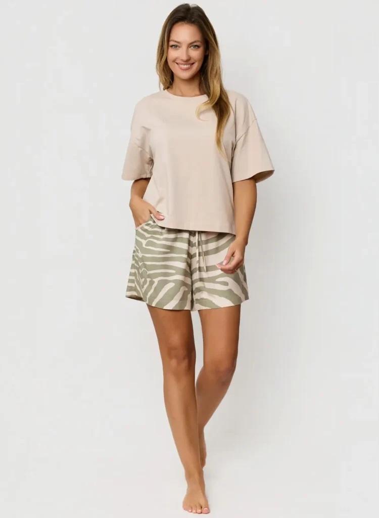 moteriška pižama trumpomis rankovėmis, su šortais „selene short“