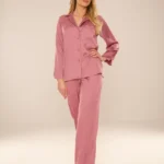 moteriška satino pižama ilgomis rankovėmis „kordela“