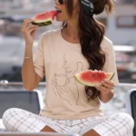 medvilninė pižama morning su langeliais