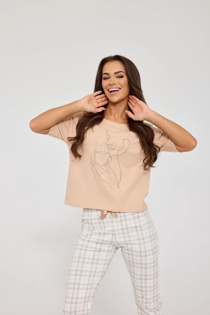 medvilninė pižama morning su langeliais