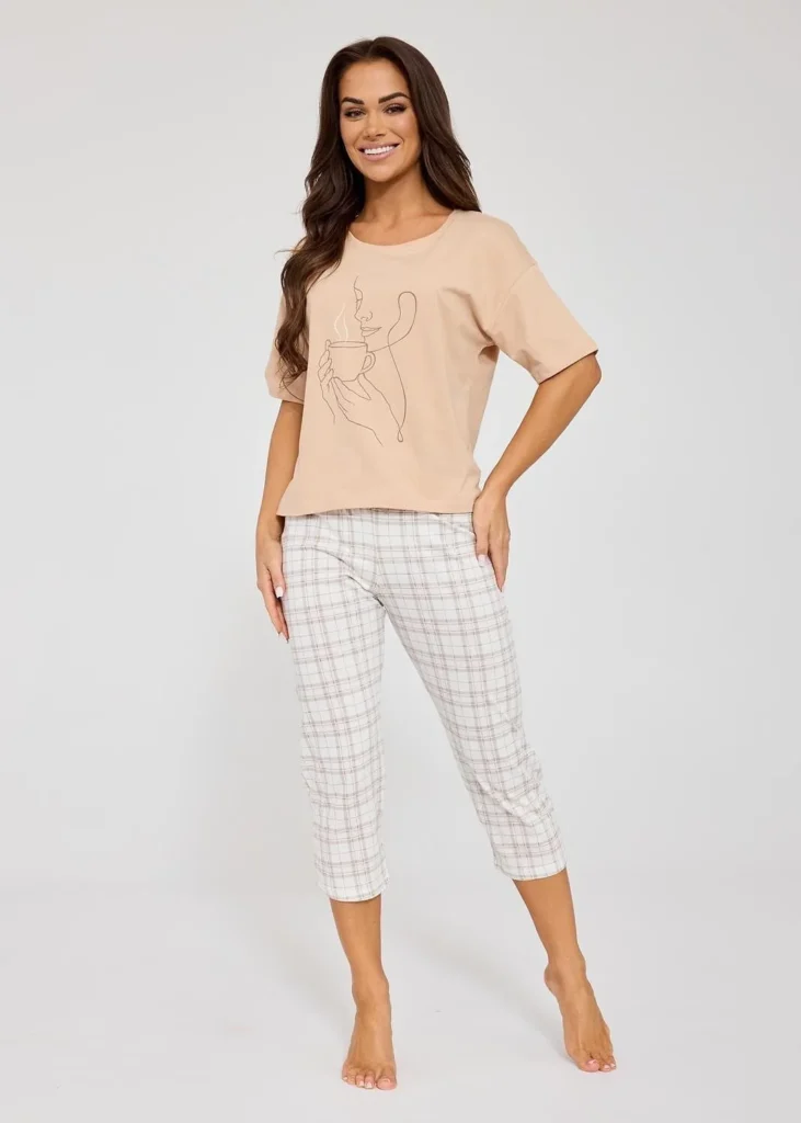 medvilninė pižama morning su langeliais