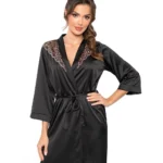 satininis chalatas sabrina su nėriniais