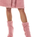 Šiltos pliušinės kojinės šlepetės moterims